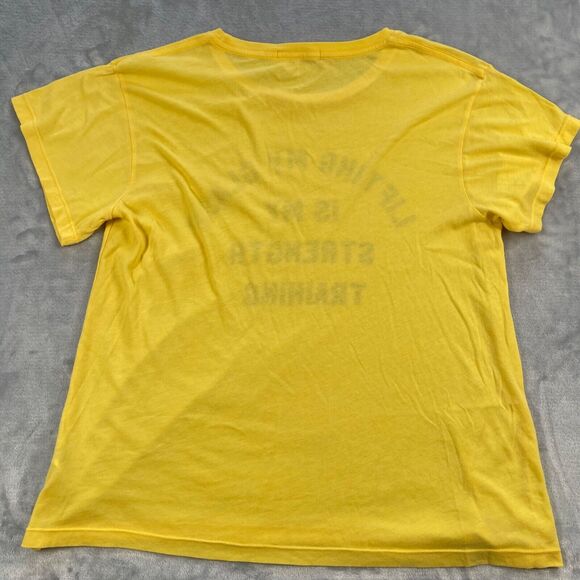 Wildfox T-shirt Medium Yellow Lifting My Glass Is My Strength Training - Picture 3 of 11